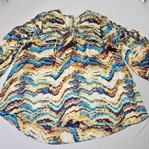 Boho Abstract Print Tie-Front Blouse • Cato Plus Size 22/24W